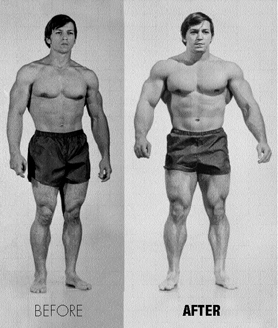 Casey Viator before and after 60 lbs of muscle from the Colorado Experiment