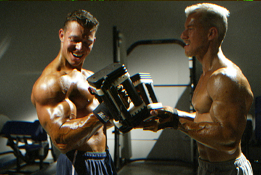 Steve spotting Jonathan for a forced rep - Easier Training and Big-Muscle Gaining