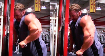 Jay Cutler, elbows-flared push downs
