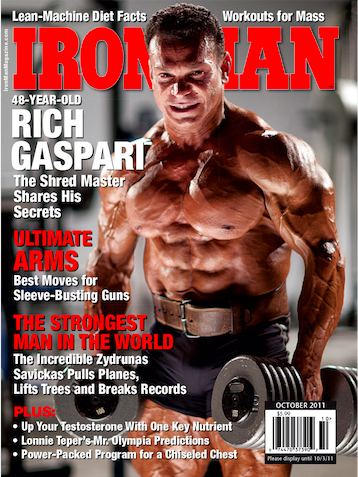 Rich Gaspari on the cover of Iron Man magazine from October 2011