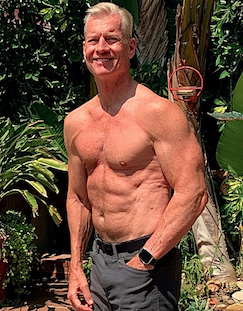 Steve looking lean and muscular in his yard