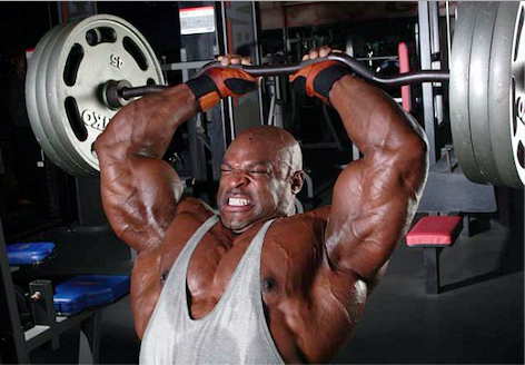 Ronnie Coleman doing extremely heavy triceps extensions