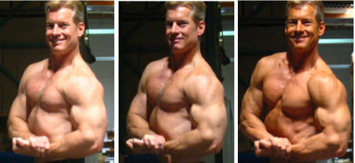 Steve in three side-chest shots.