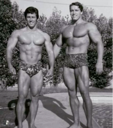 Frank Zane vs. Arnold in shorts