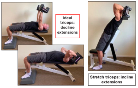Steve demonstrating decline extensions and incline extensions