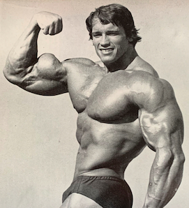 Arnold flexing his biceps