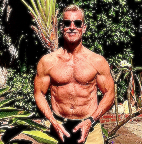Steve posing in his backyard, October of 2023