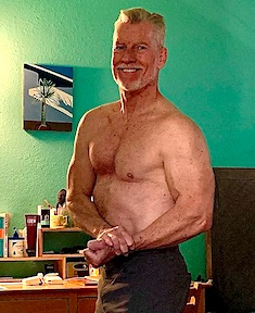 Steve posing in January 2025 at 65 years old