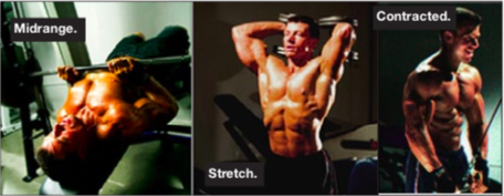 Jonathan demonstrating all three positions of flexion for triceps