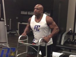 Ronnie Coleman using his walker