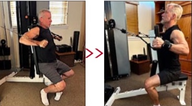 Steve demonstrating cable chest press and cable row
