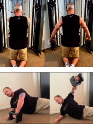 Steve and Jordan demonstrating cable vs. dumbbell rear laterals