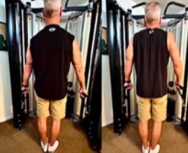 Steve demonstrating cable shrugs